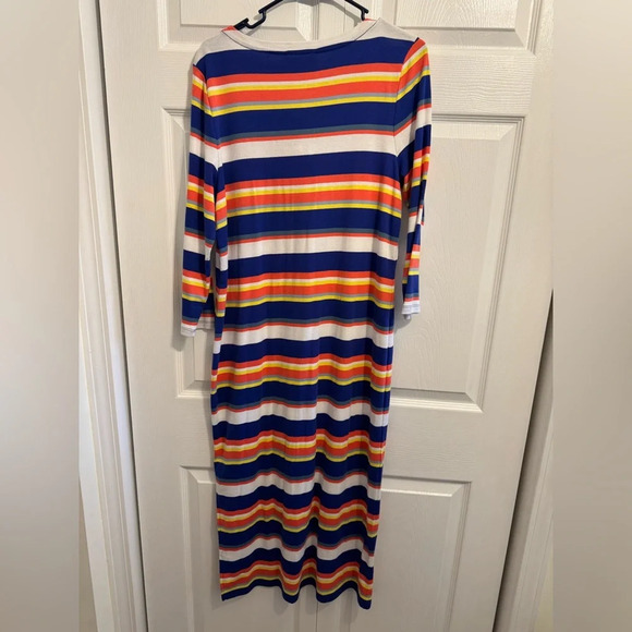 BRAND NEW Lauren Ralph Lauren's slim-fitting  midi dress size XL blue coral NWT - Picture 13 of 15